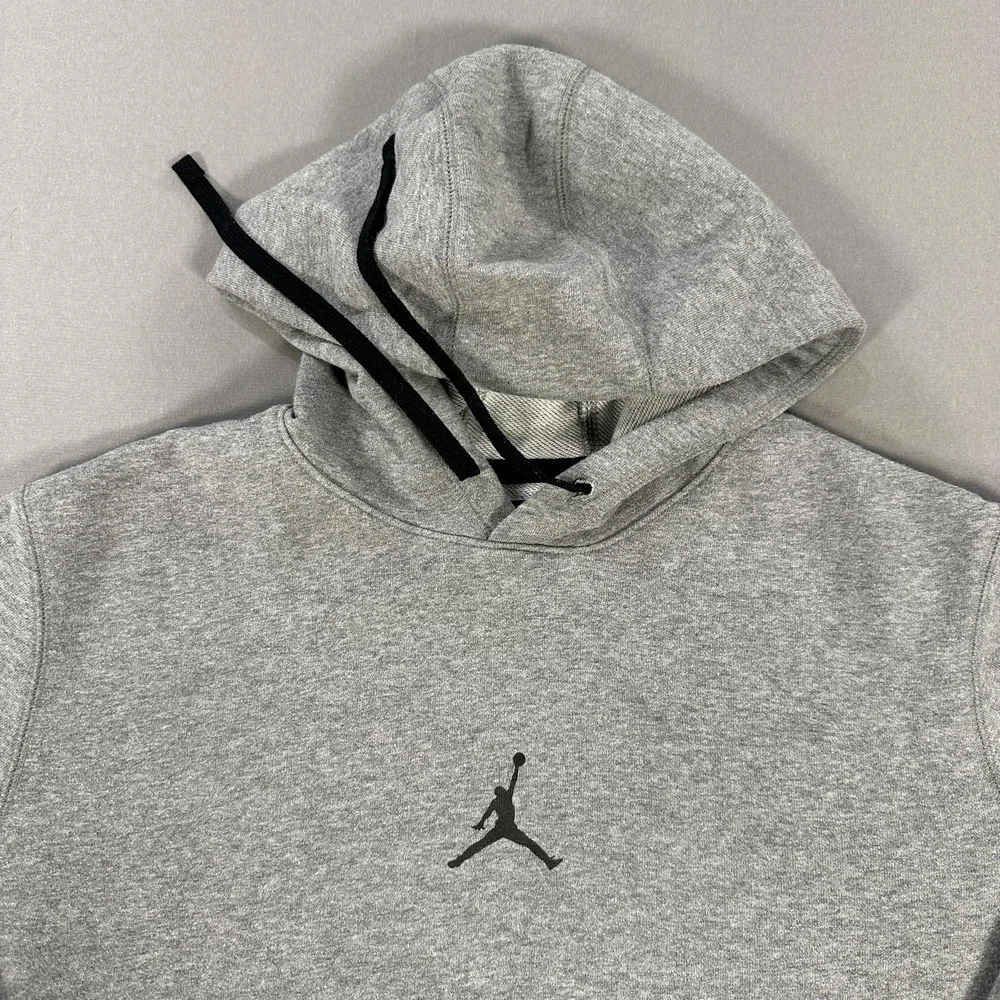 Jordan Hoodie Mens Medium Gray‎ Dri-FIT Fleece Pullover Sweatshirt Jumpman Logo